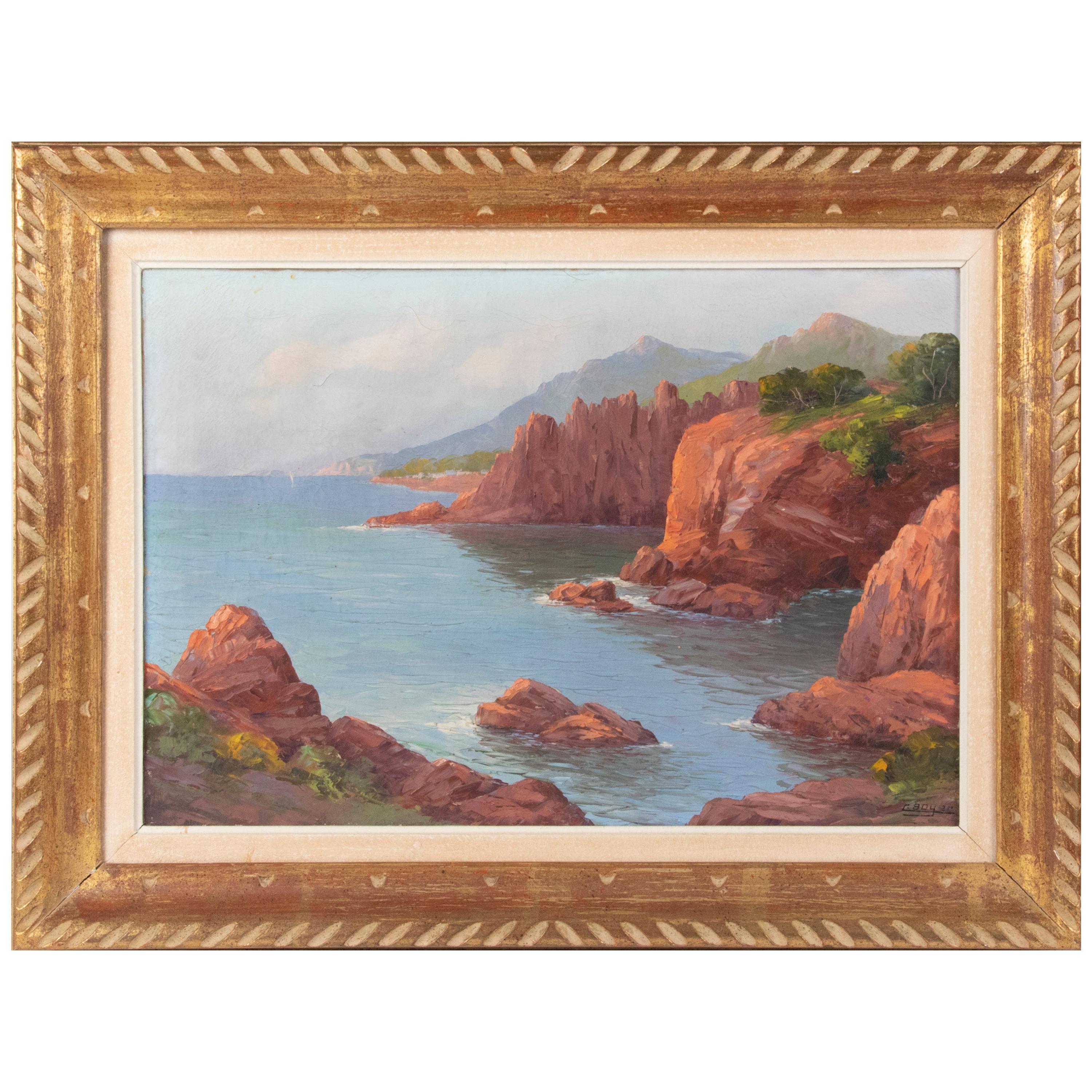 Early 20th Century Mediterranean Coastal Landscape Painting by Clément Boyer For Sale