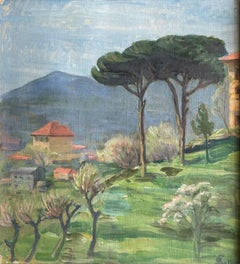 Ölgemälde einer mediterranen Landschaft aus Dänemark, Anfang des 20.