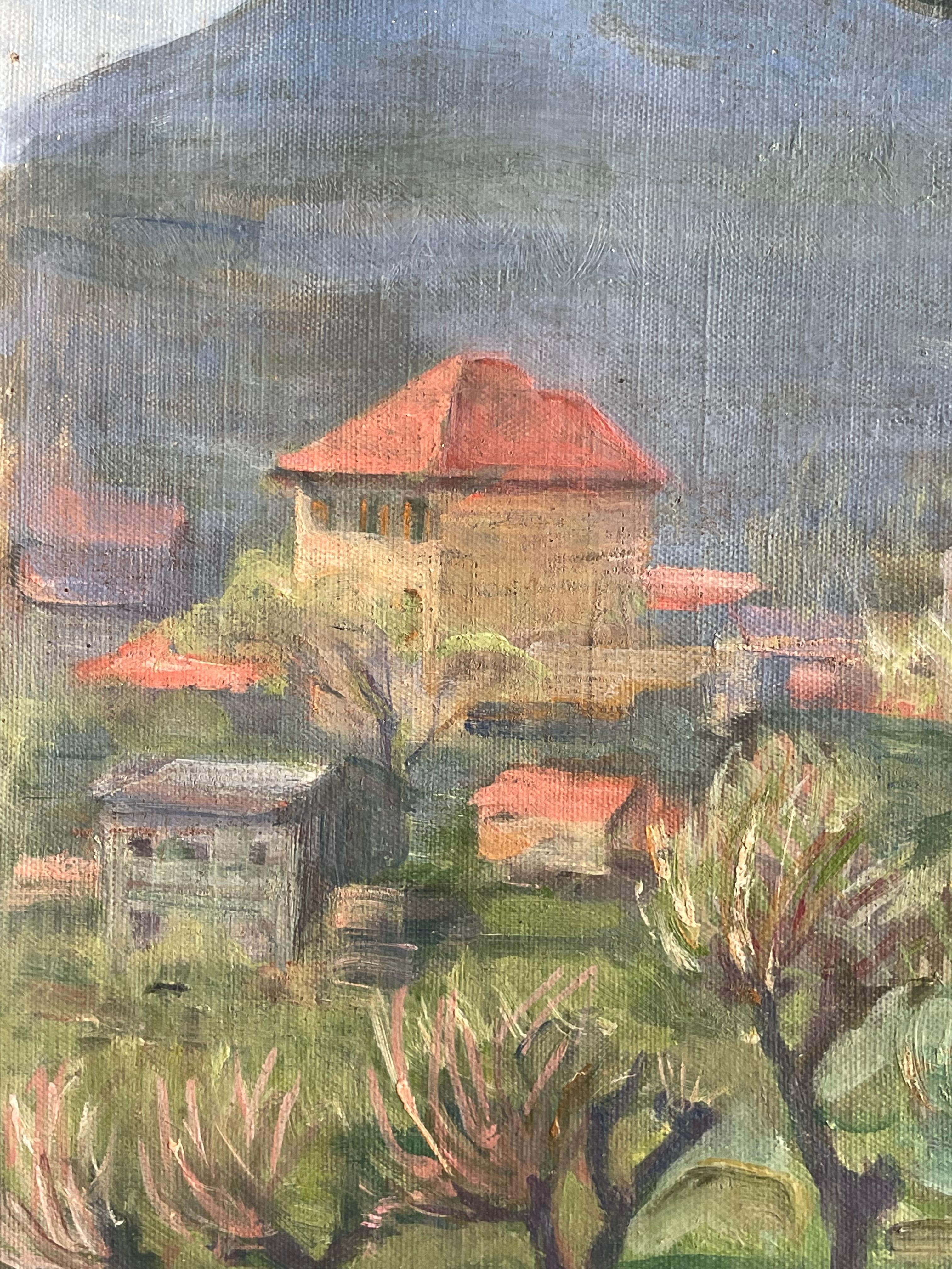 Art déco Peinture à l'huile de style méditerranéen du Danemark du début du 20e siècle en vente