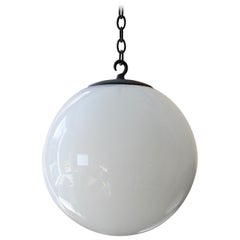 Antique Early 20th Century Medium Church Opaline Globes Pendants Lights, 2 Available