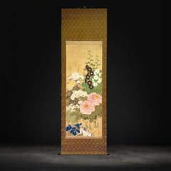 Early 20th century (Meiji period) botanical signed scroll