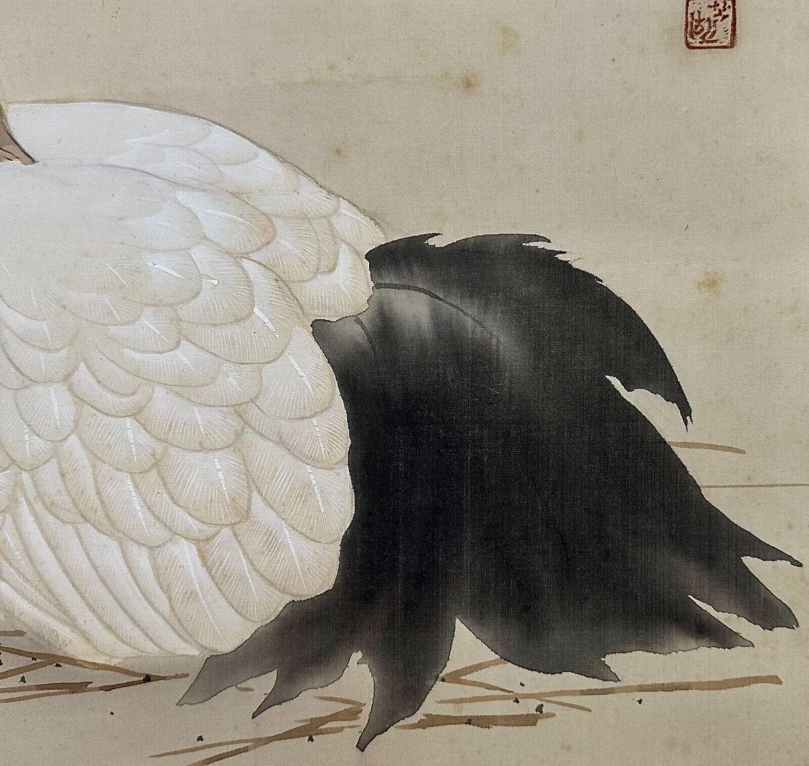 Fatto a mano Inizio del XX secolo (periodo Meiji)  rotolo di gru. Scatola originale per la conservazione in vendita