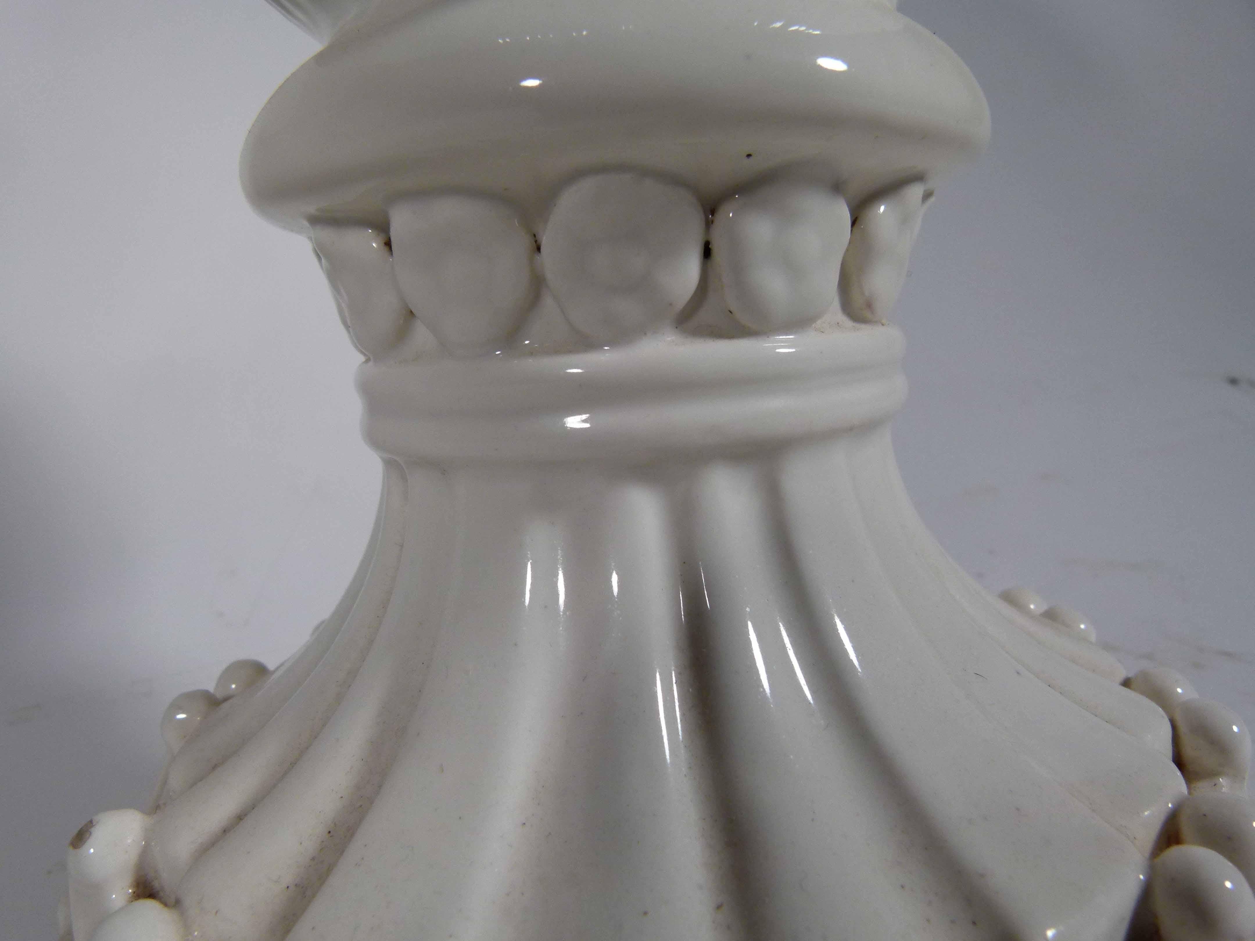 Early 20th Century Menices White Porcelan Table Lamp 3