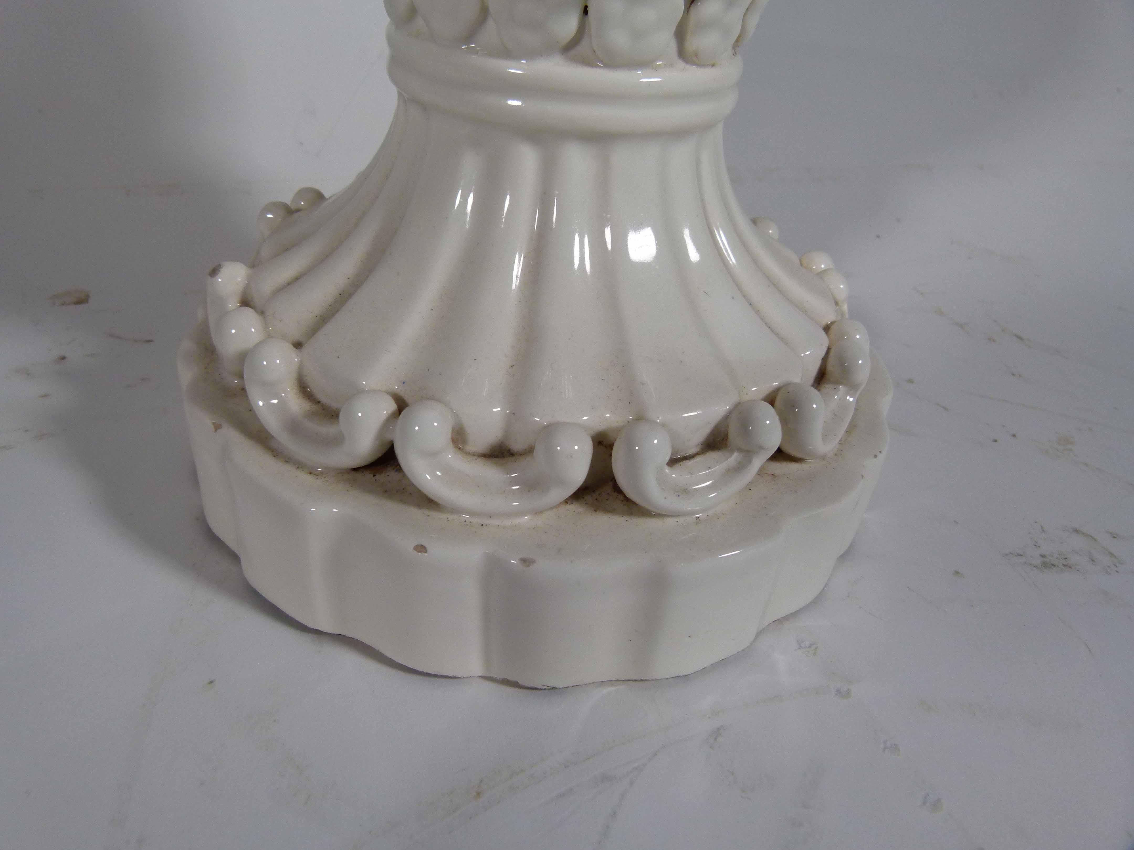 Early 20th Century Menices White Porcelan Table Lamp 1
