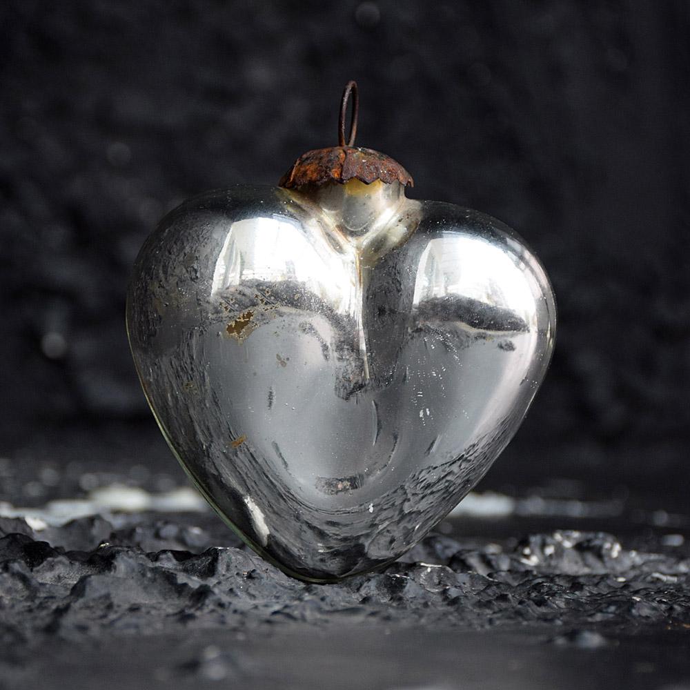 mercury glass heart ornaments
