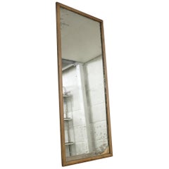 Early 20th Century Mercury Plate Distressed Mirror with Oak Hockey Stick Frame