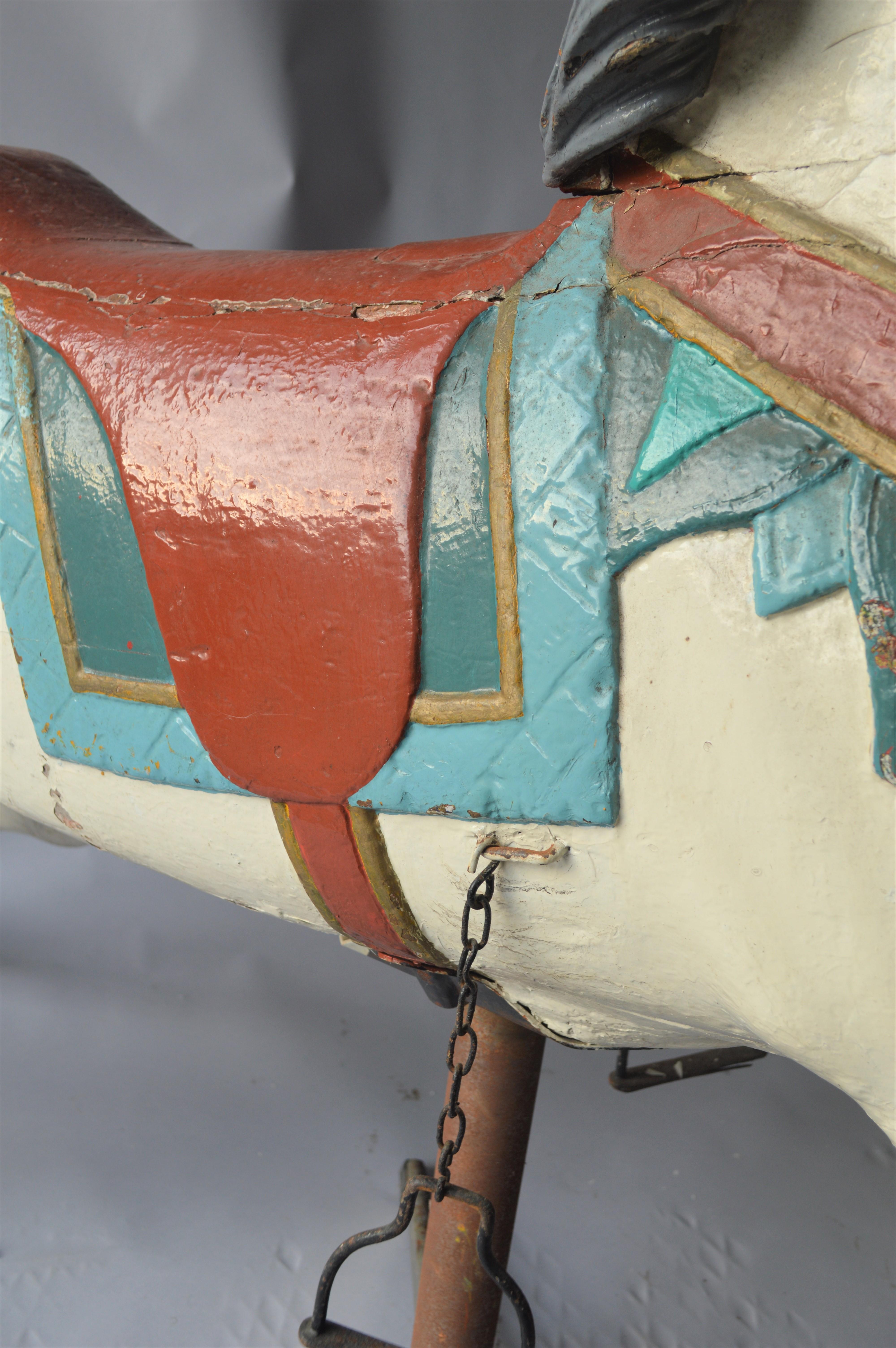 Early 20th Century Merry Go Round Wooden Horse In Good Condition For Sale In Copenhagen, Copenhagen