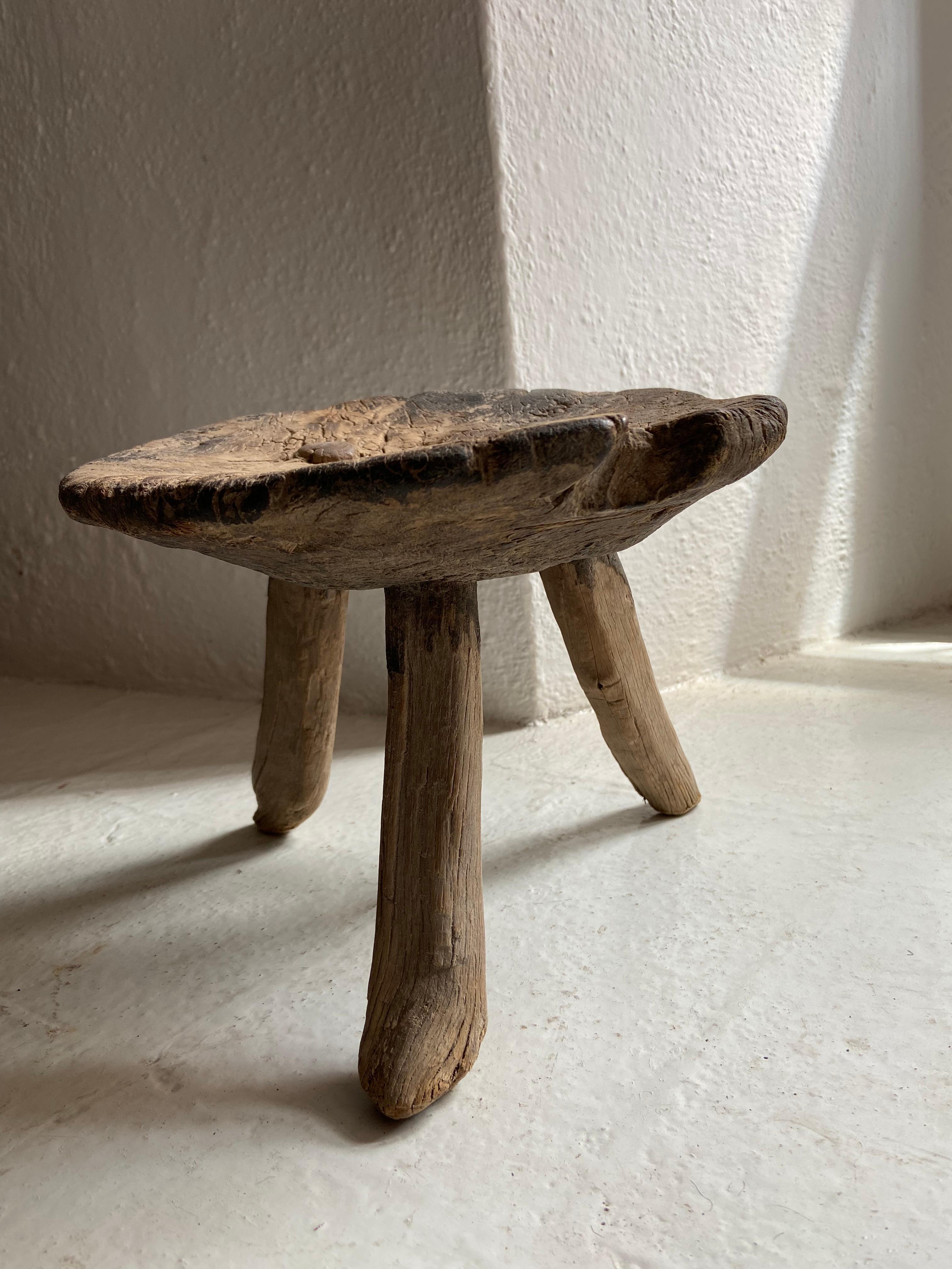 Early 20th Century Mesquite Stool from Mexico 2