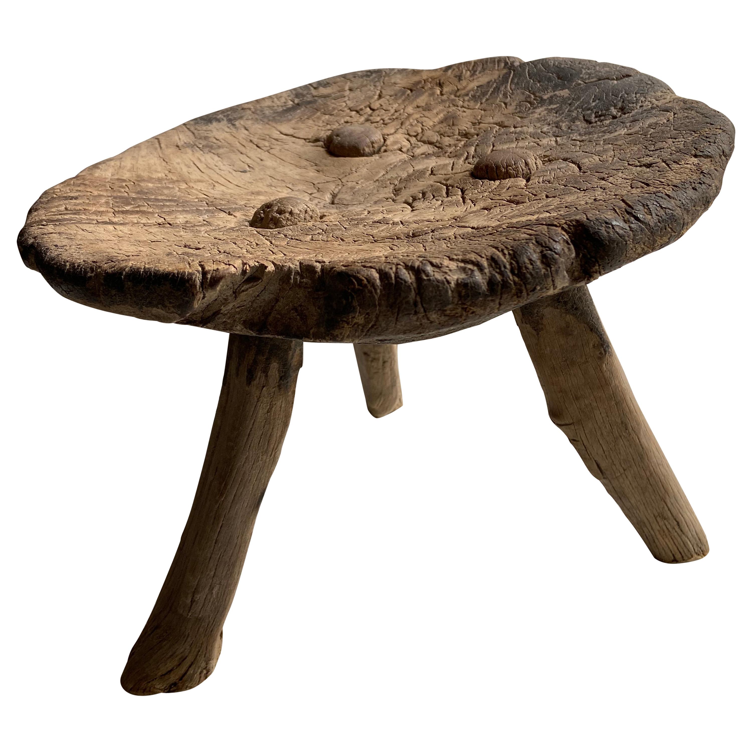 Early 20th Century Mesquite Stool from Mexico