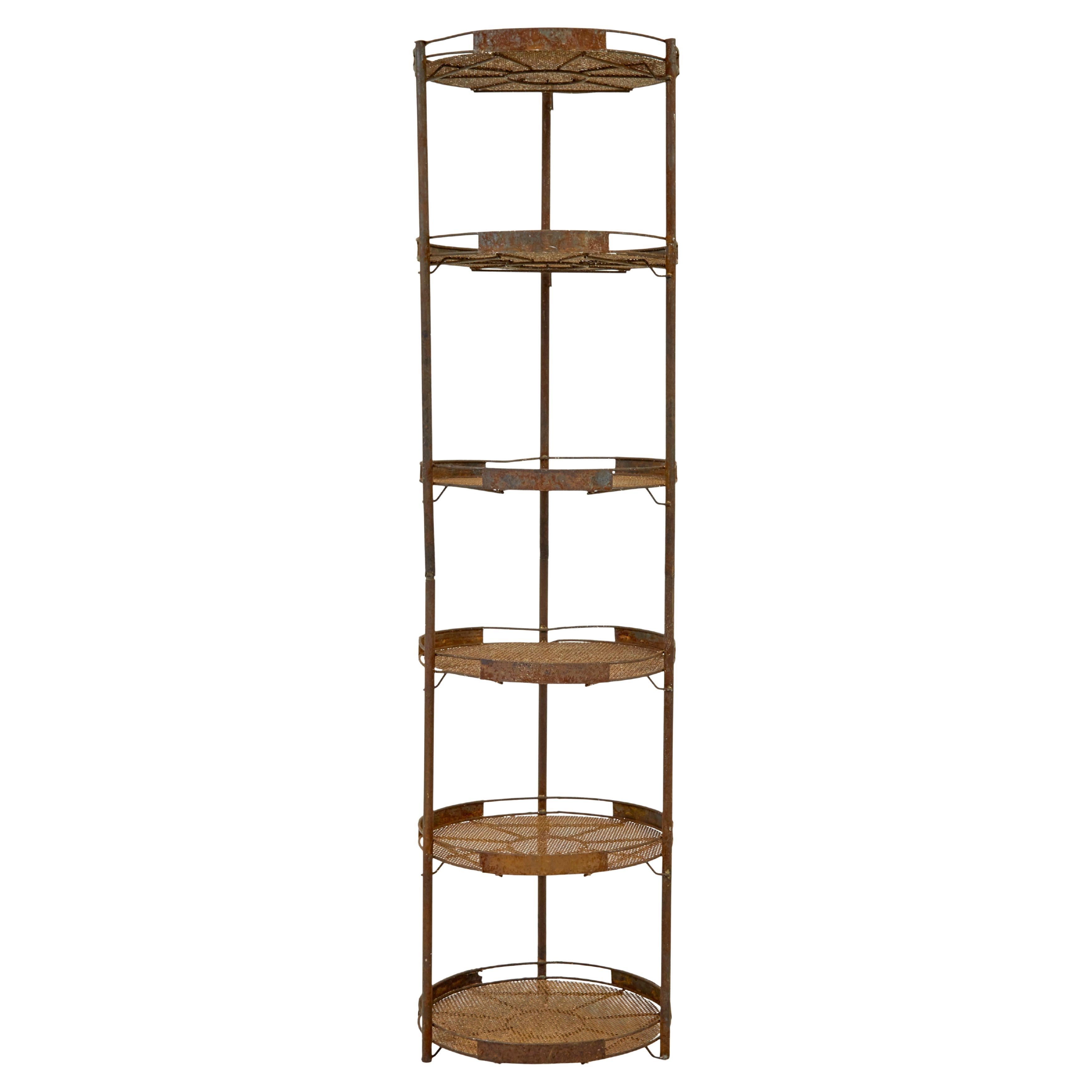 Early 20th century metal seed bulb rack for gardening