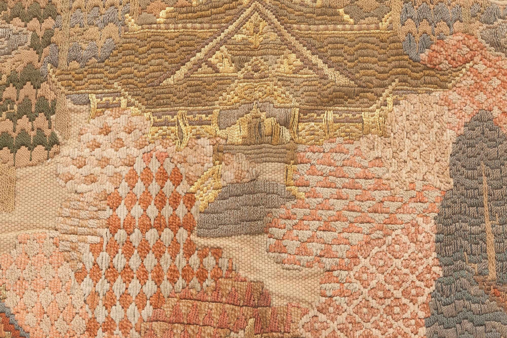 Botanic-Wandteppich aus Metallfaden des frühen 20. Jahrhunderts (Chinesisch) im Angebot