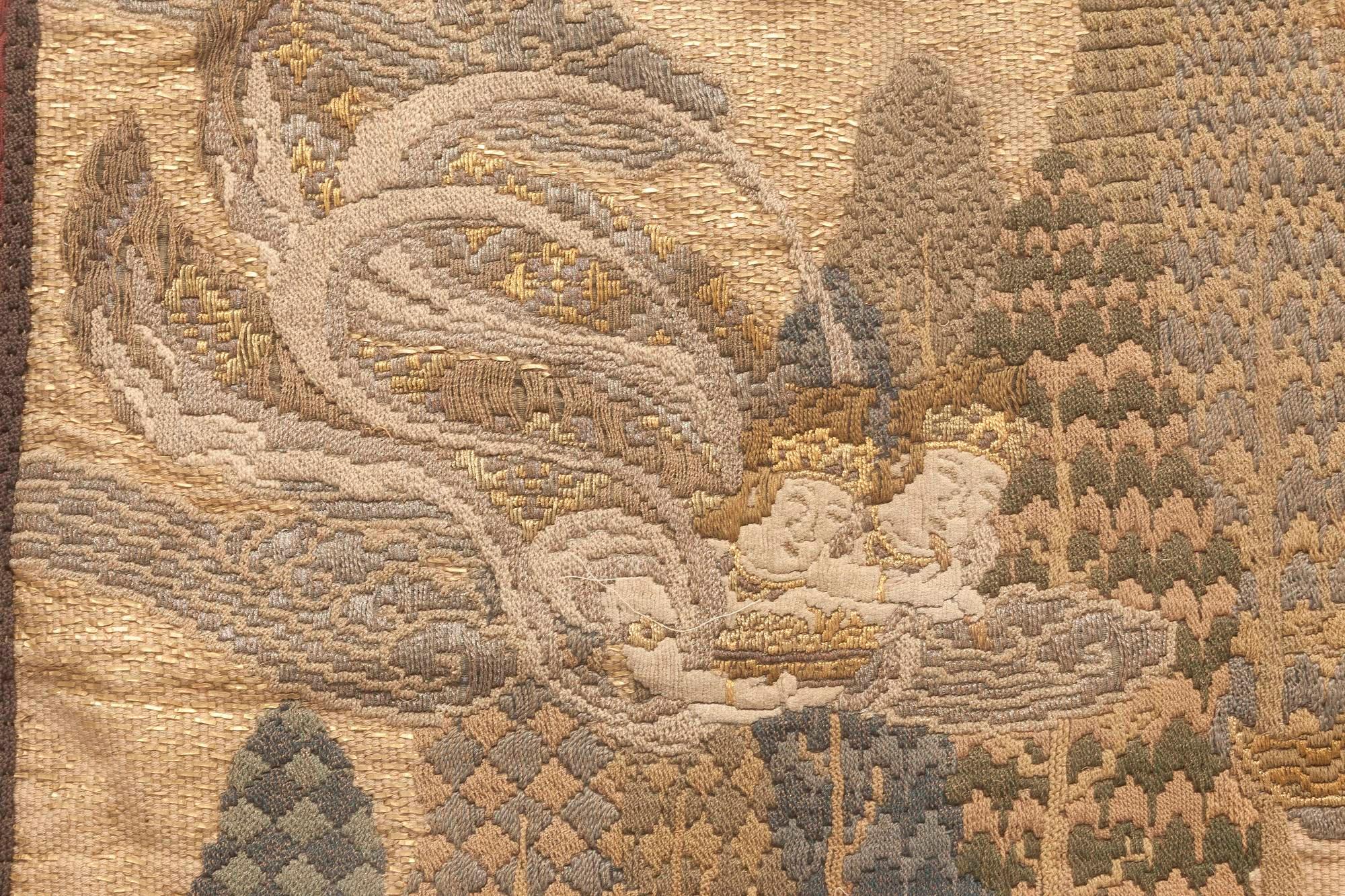 Botanic-Wandteppich aus Metallfaden des frühen 20. Jahrhunderts (Handgeknüpft) im Angebot