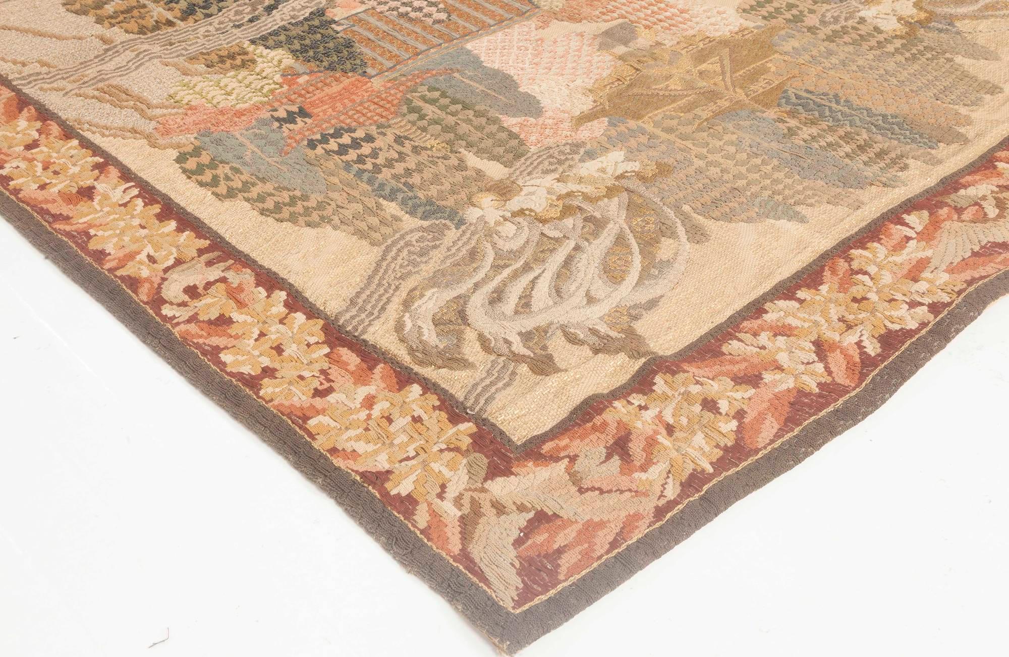 Botanic-Wandteppich aus Metallfaden des frühen 20. Jahrhunderts (Wolle) im Angebot