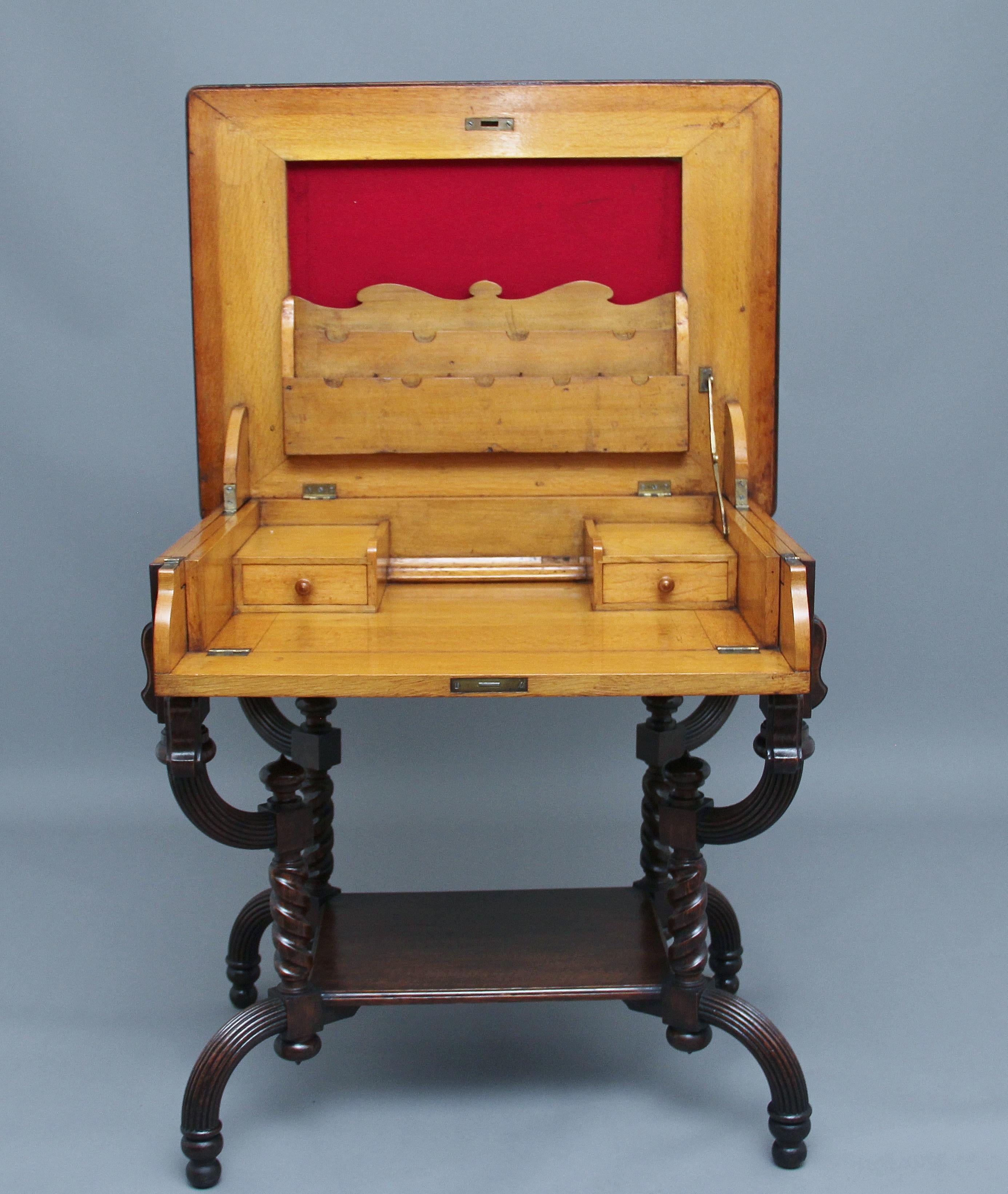 Edwardian Early 20th Century Metamorphic Oak Desk For Sale