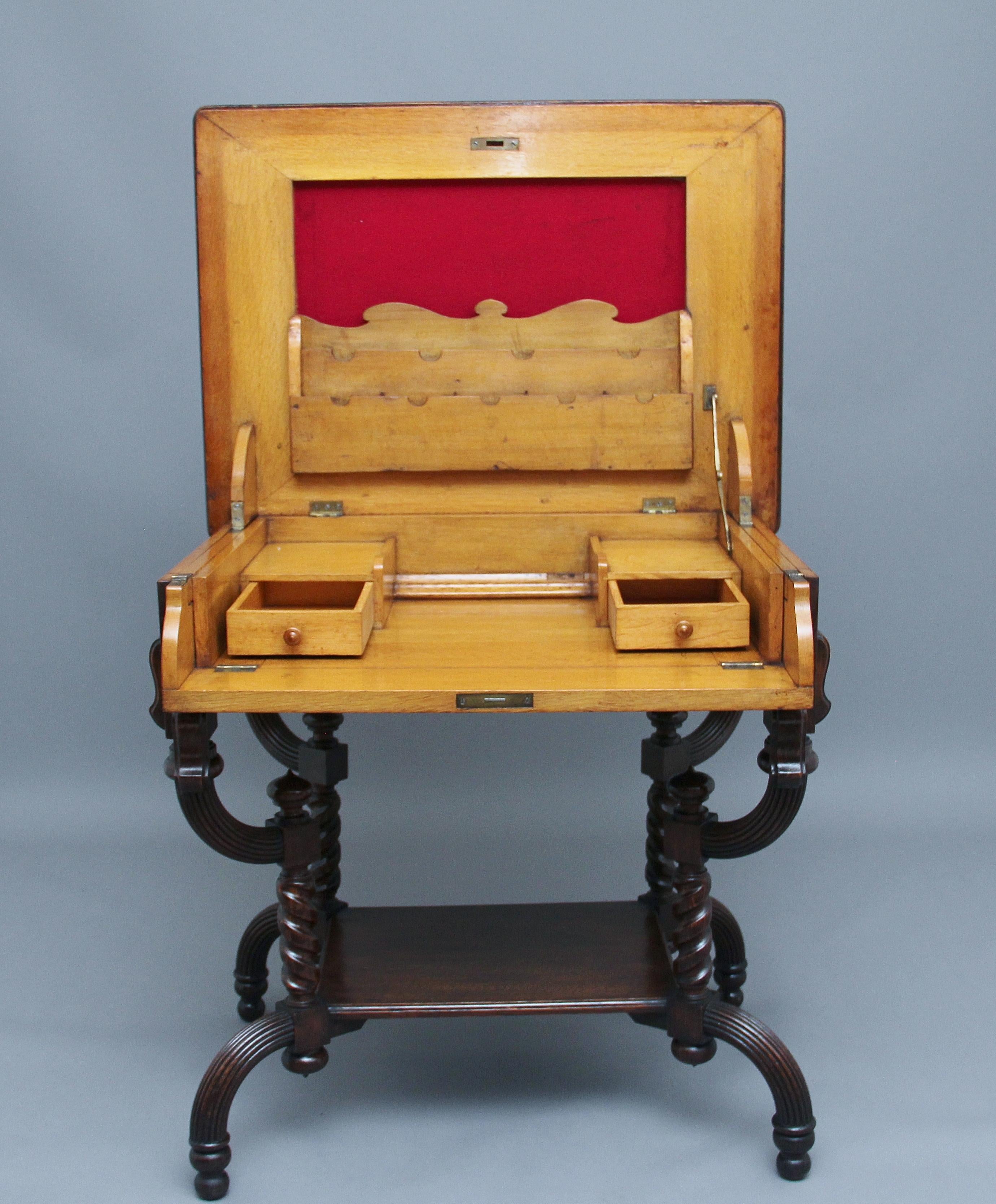 British Early 20th Century Metamorphic Oak Desk For Sale