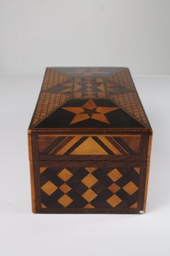 Early 20th-Century Mexican Fruitwood Marquetry Letter Box