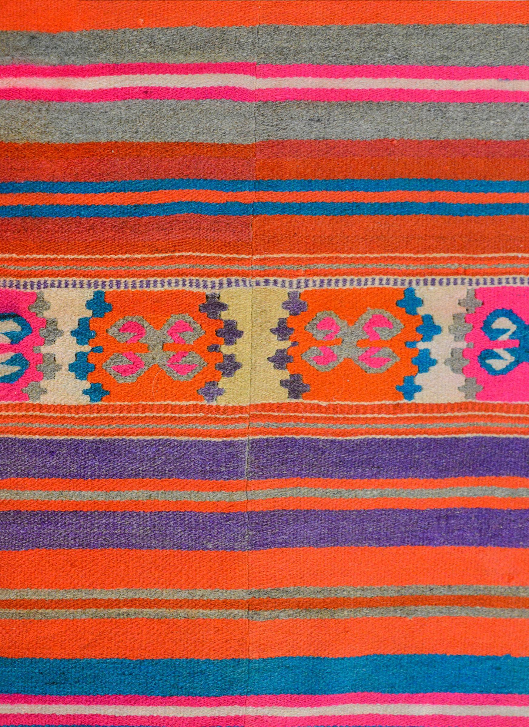 Hand-Woven Late 20th Century Mexican Kilim Rug For Sale