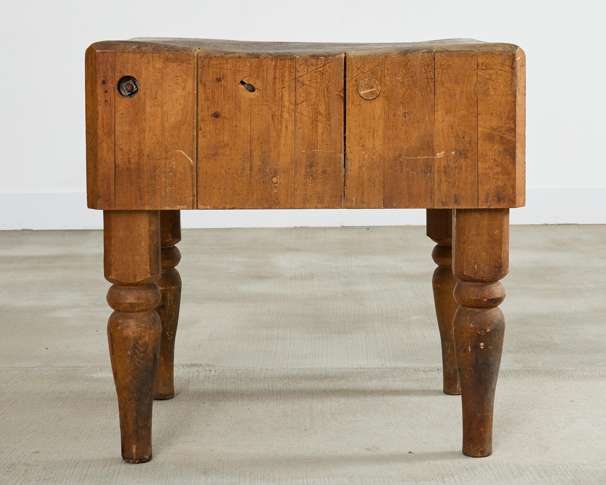 Early 20th Century Michigan Maple Butcher Block Table 12