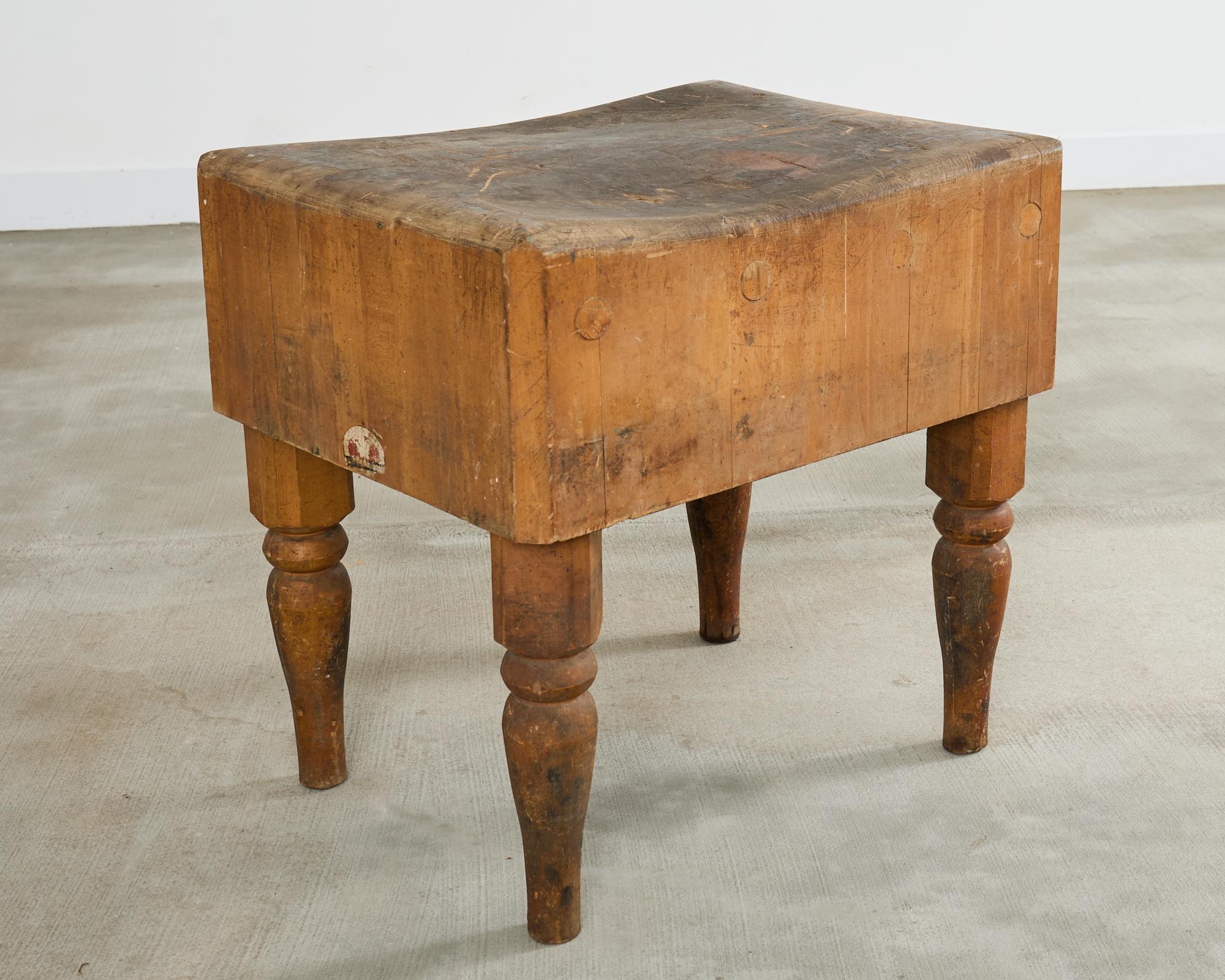 Industrial Early 20th Century Michigan Maple Butcher Block Table