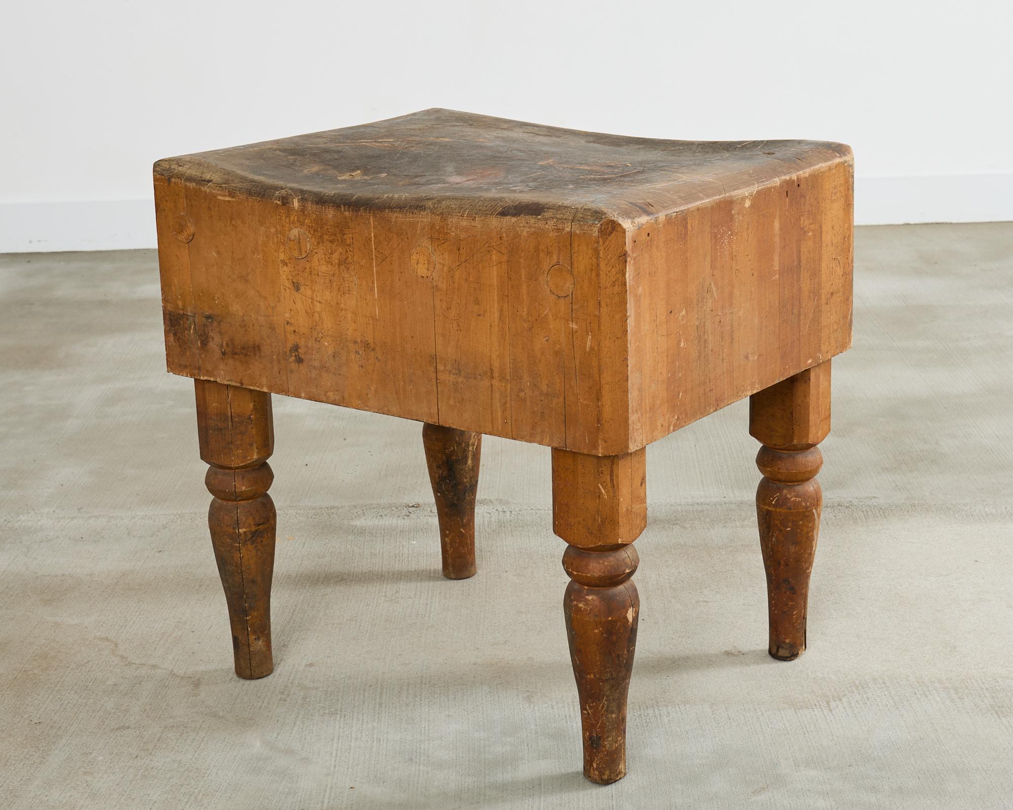 Hand-Crafted Early 20th Century Michigan Maple Butcher Block Table