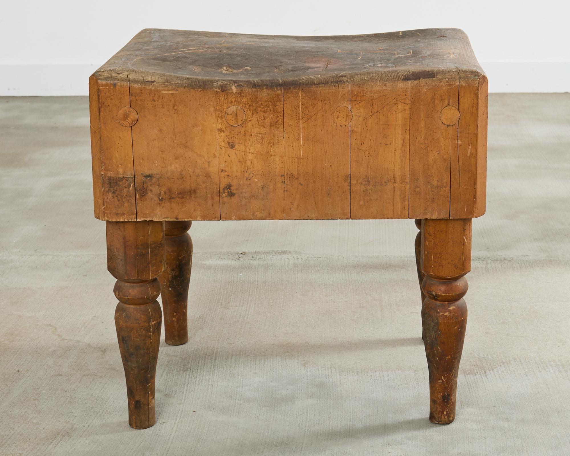 Iron Early 20th Century Michigan Maple Butcher Block Table