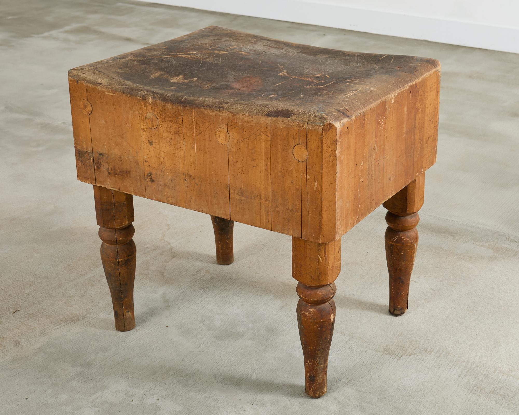 Early 20th Century Michigan Maple Butcher Block Table 1