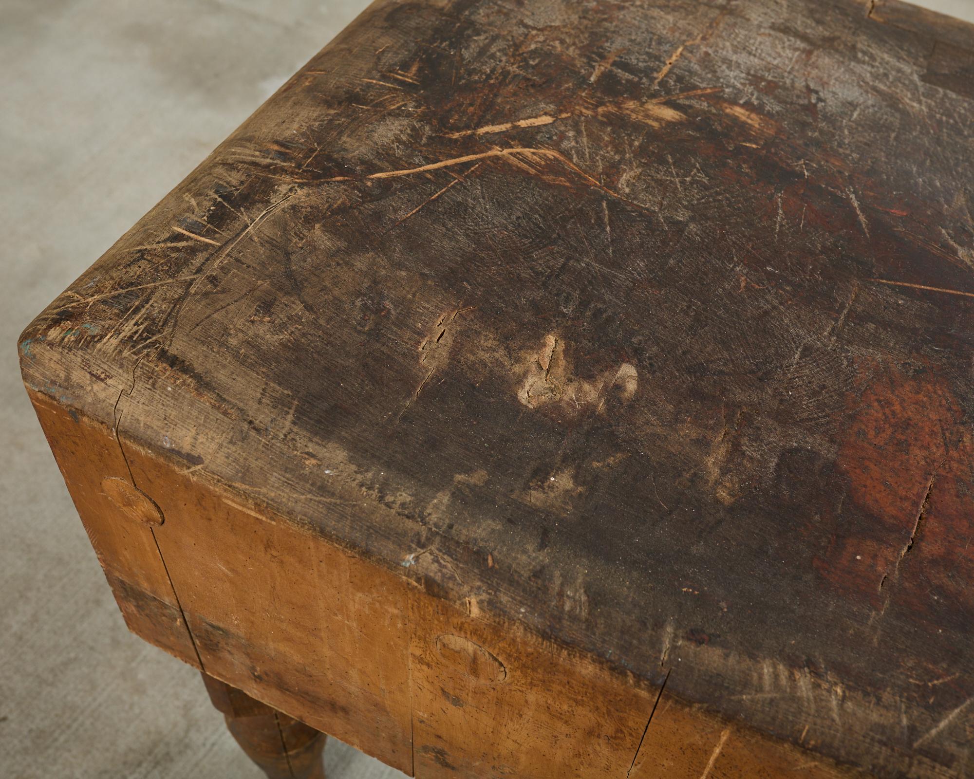 Early 20th Century Michigan Maple Butcher Block Table 2