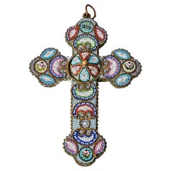 Early 20th Century Micro Mosaic Grand Tour Cross