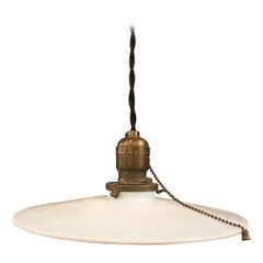 Early 20th Century Milk Glass Disc Pendant Light