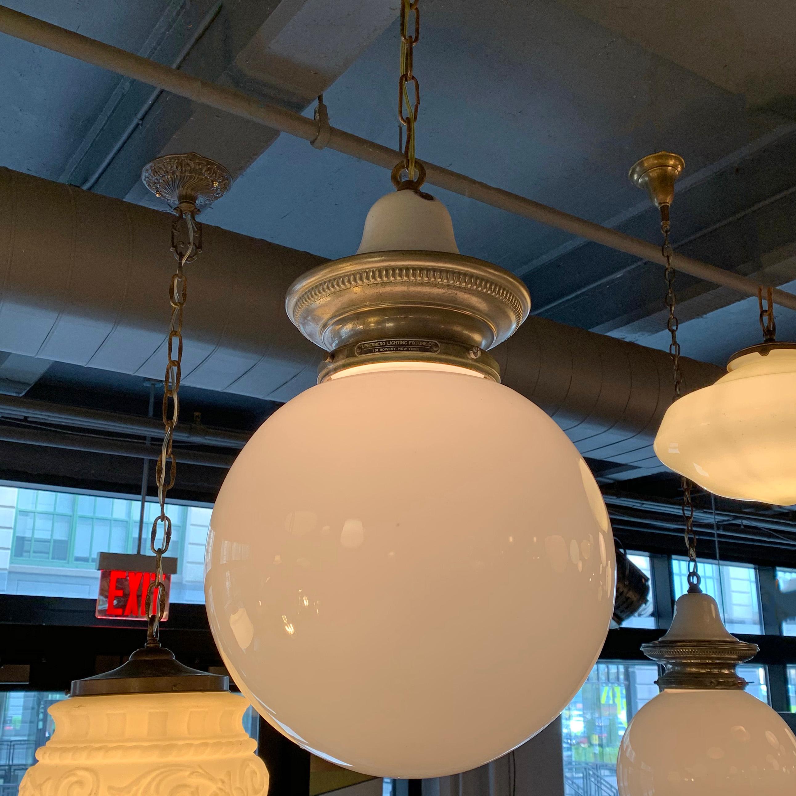 milk glass globe light