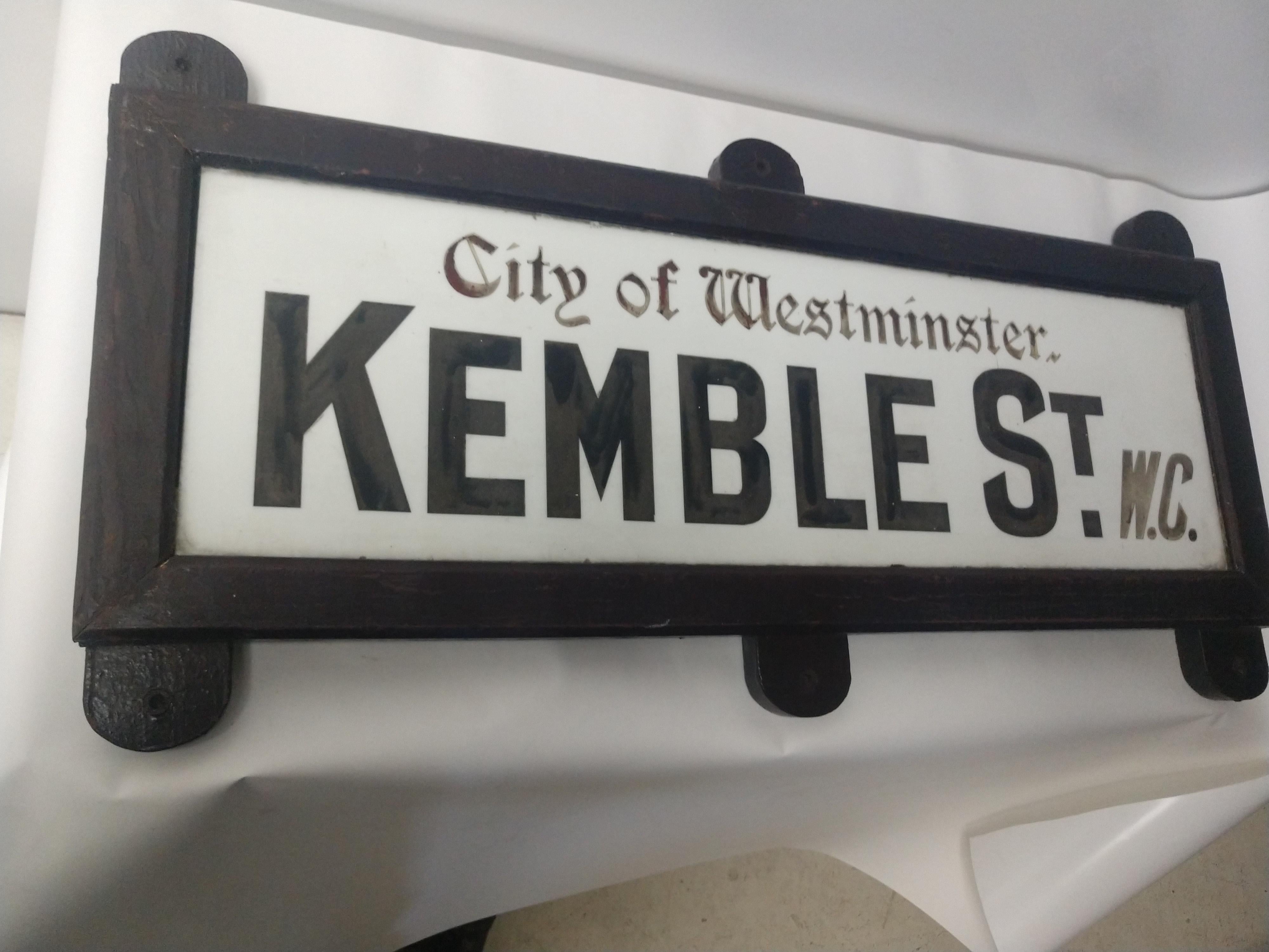 Late 19th Century Milk Glass London England Street Sign For Sale at