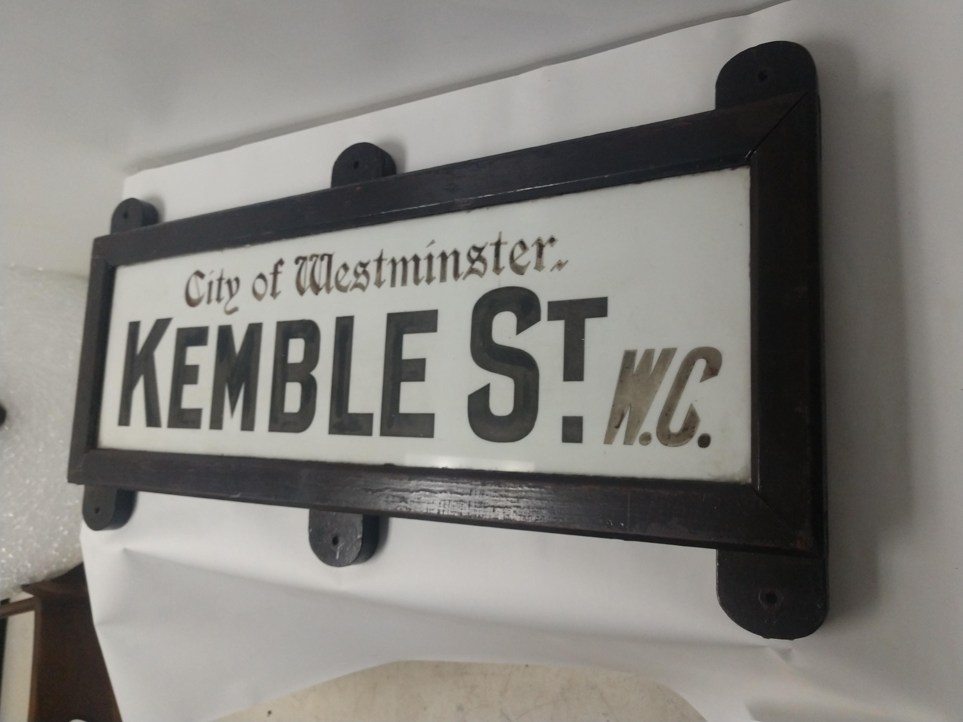 Late 19th Century Milk Glass London England Street Sign For Sale at