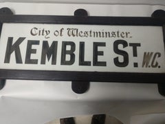 Late 19th Century Milk Glass London England Westminister Kemble Street Sign
