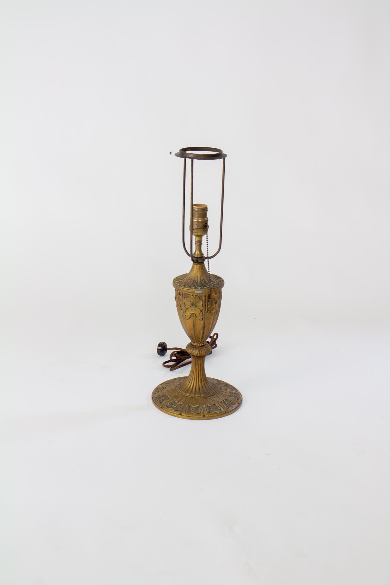 Metal Early 20th Century Miller Panel Lamp with Curved Caramel Glass
