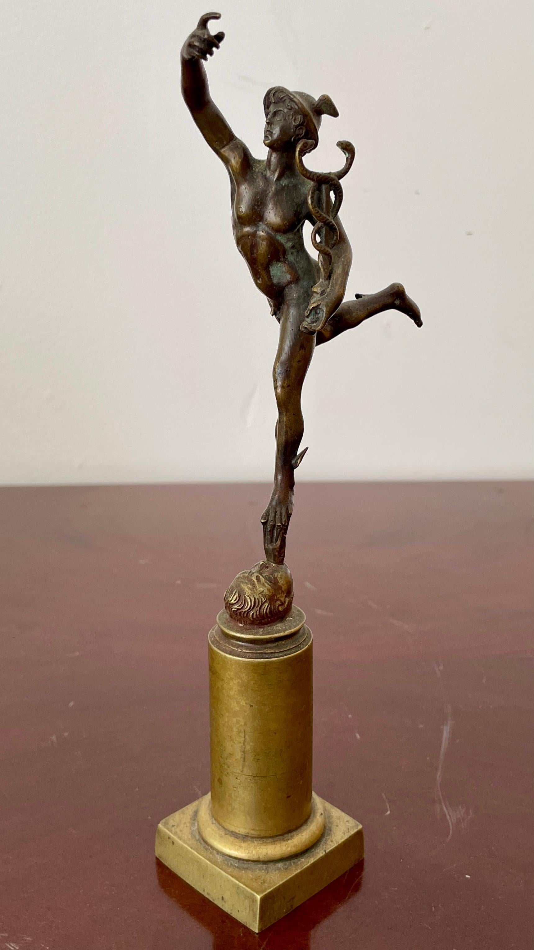 Other Early 20th Century Miniature Bronze Statue of Hermes with Staff For Sale