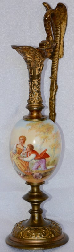 Miniature Hand Painted Porcelain French Ewer, 20th Century