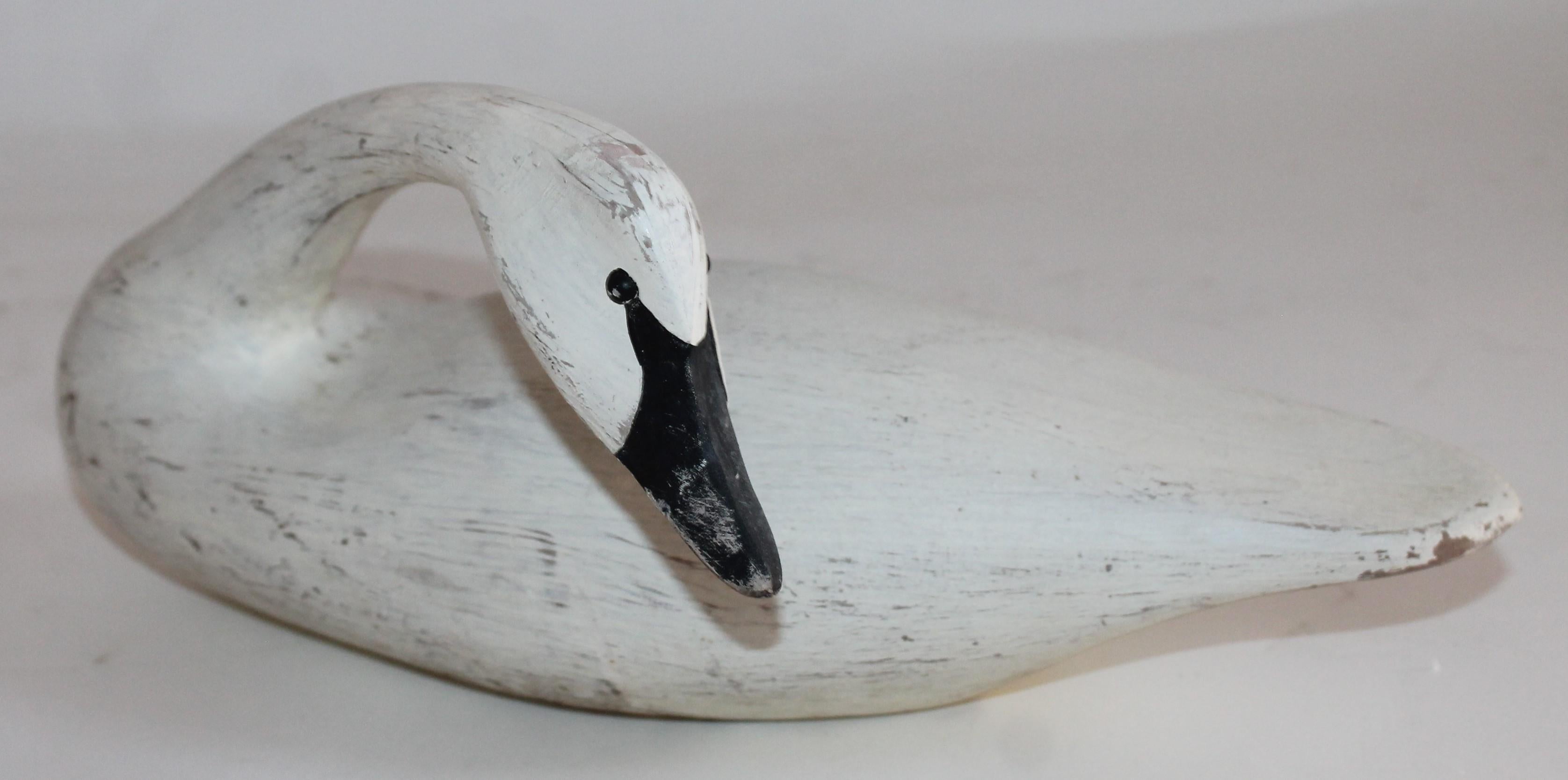 Pine Early 20th Century Miniature Original Painted Swan