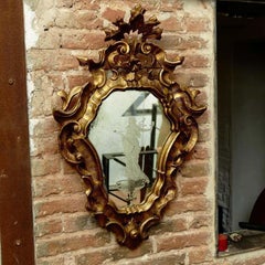 Miroir en Wood Wood sculpté du début du 20ème siècle