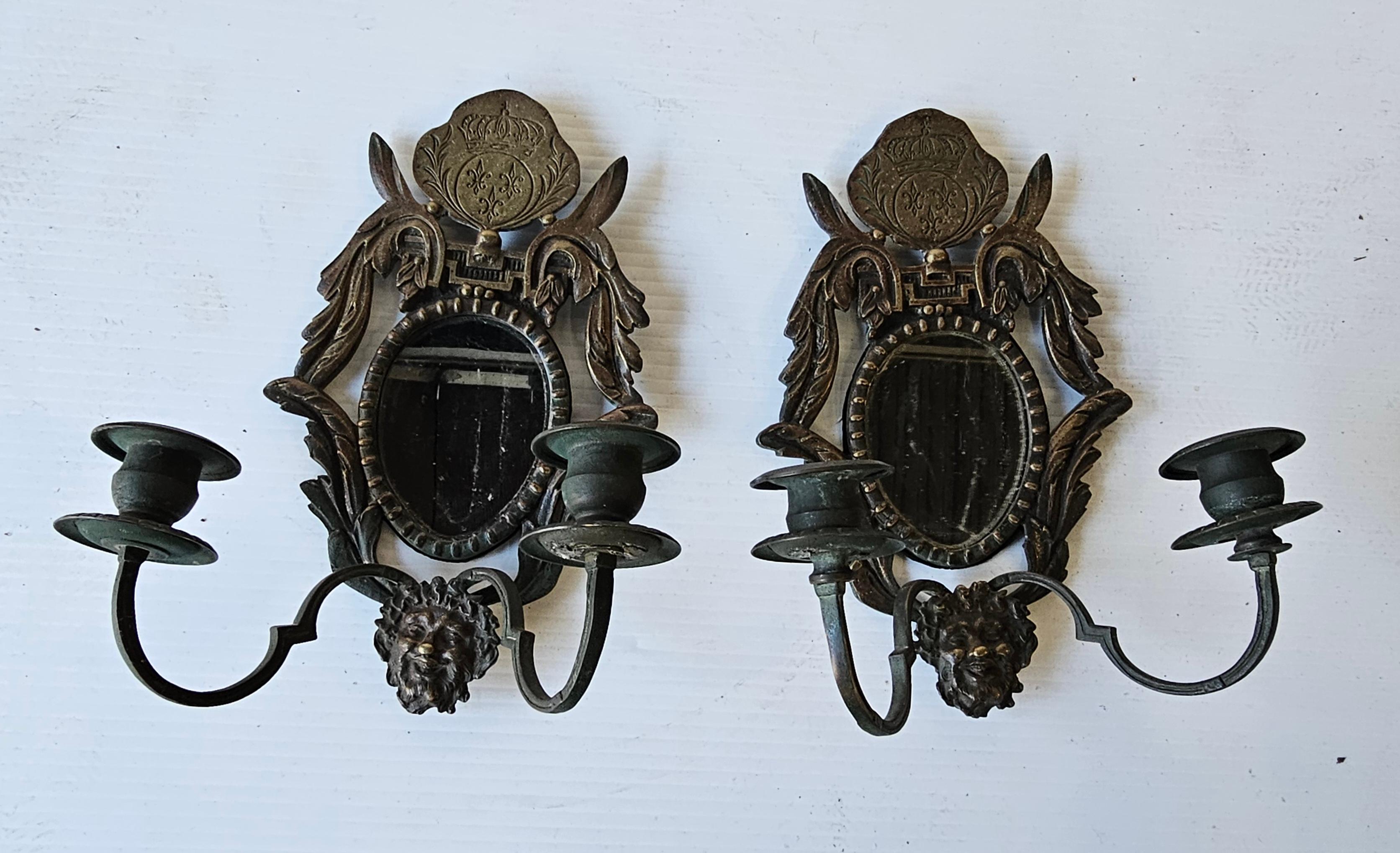 Apliques de Bronce Espejado de principios del siglo XX - un par Luis XV en venta