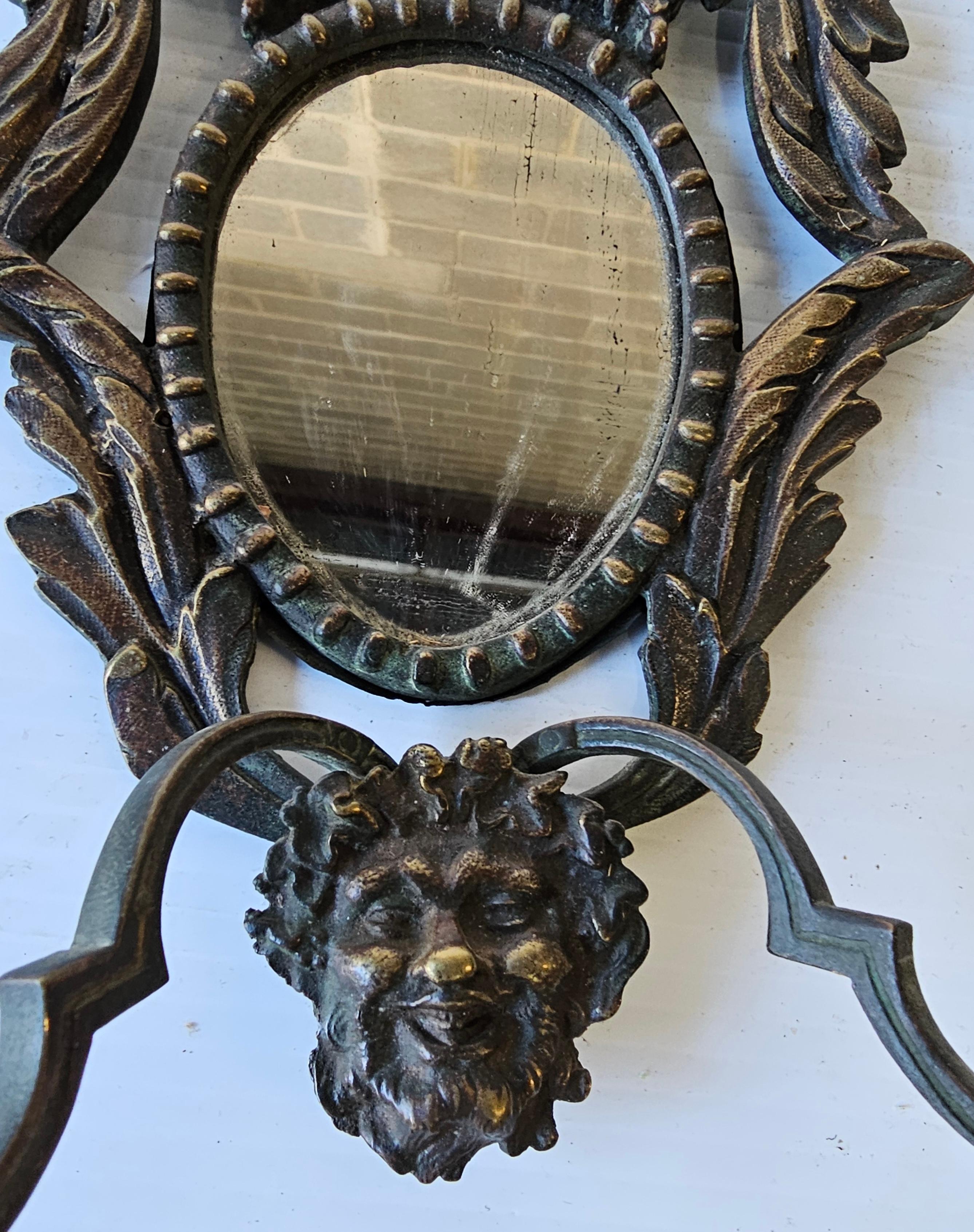 Apliques de Bronce Espejado de principios del siglo XX - un par en Bueno estado para la venta en Germantown, MD