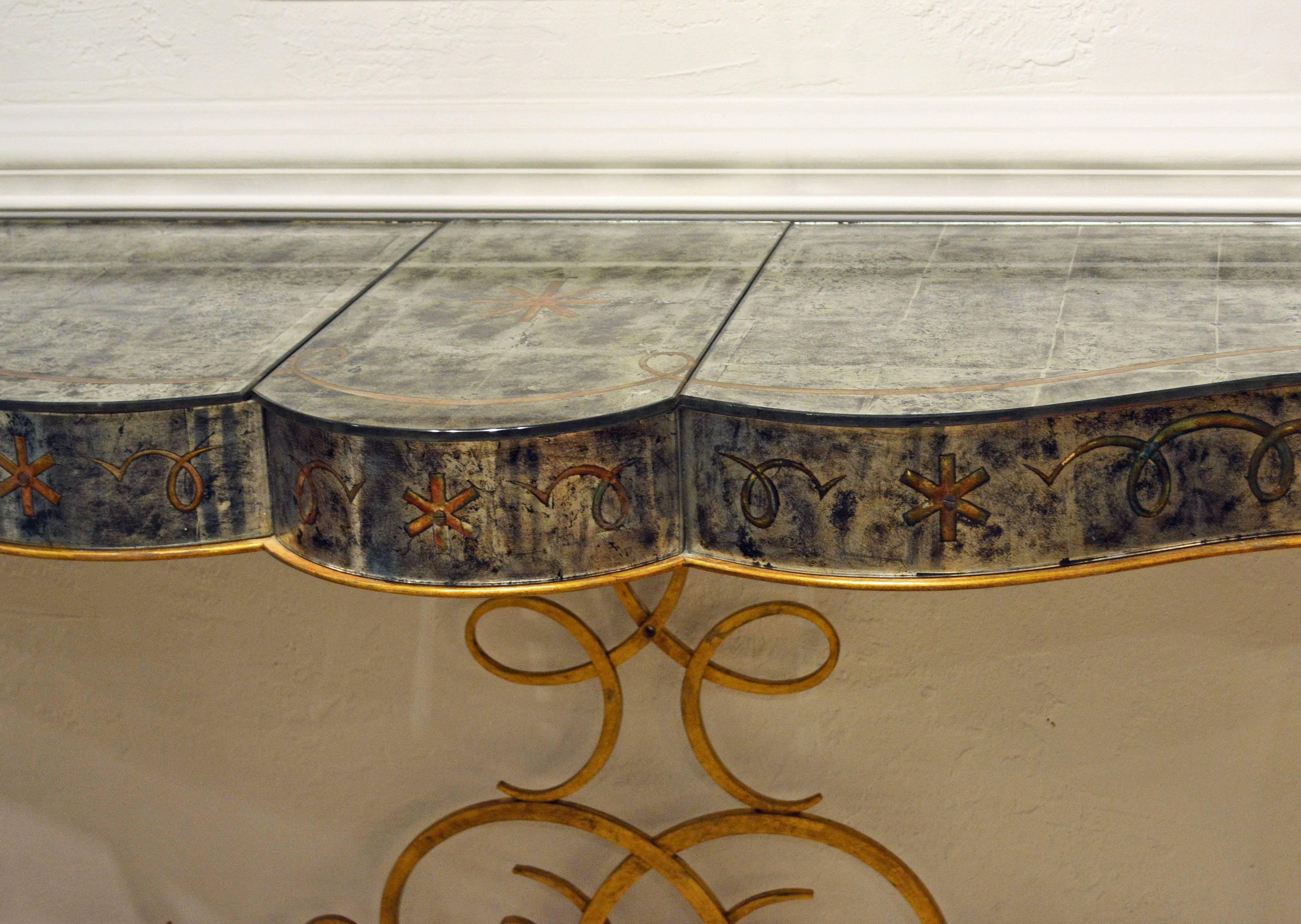 Early 20th Century Mirrored Console Table on Gilt Frame in Raymond Subes Manner 13