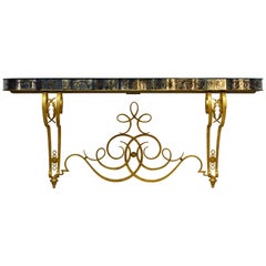 Early 20th Century Mirrored Console Table on Gilt Frame in Raymond Subes Manner