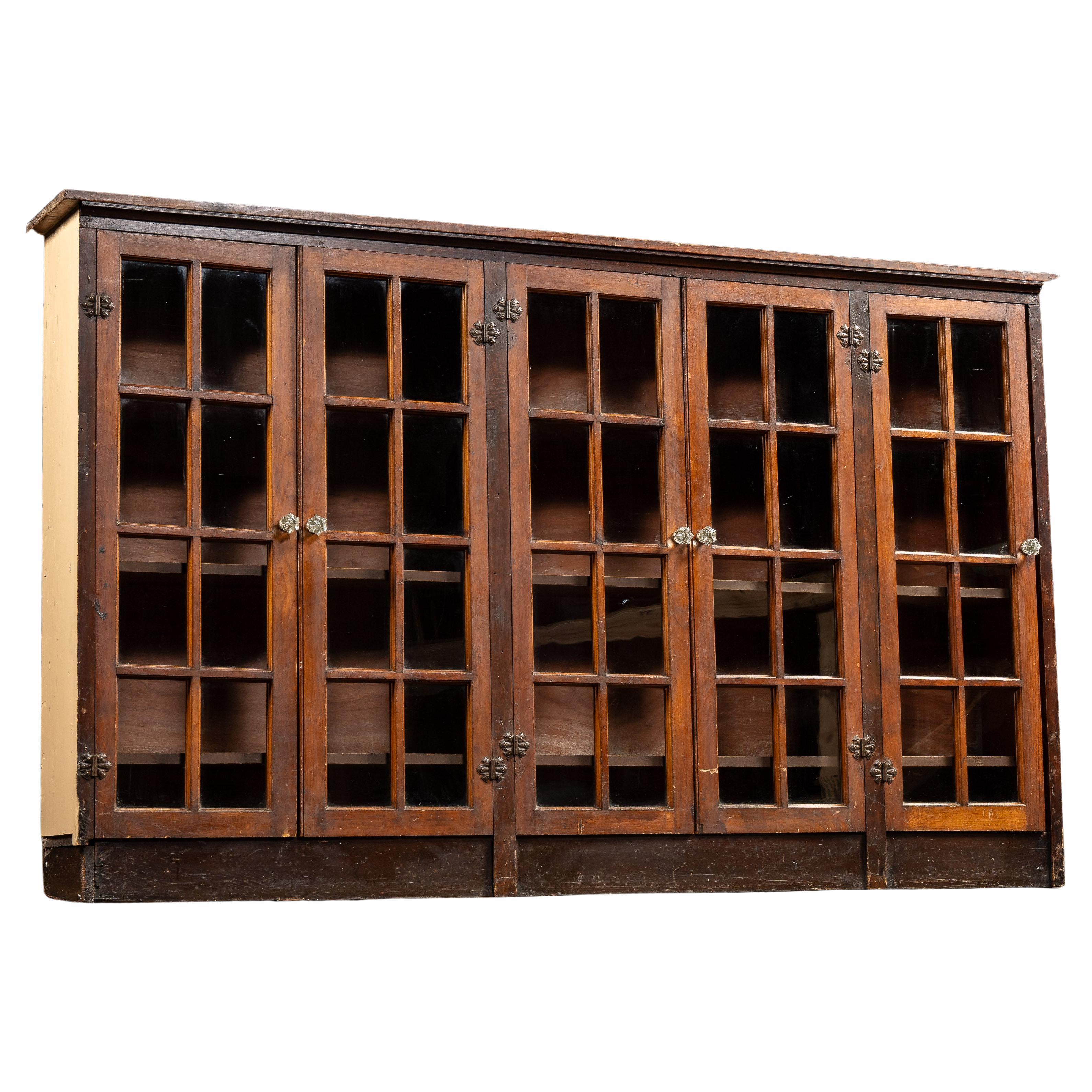 Early 20th Century Mission-Style Display Case with Glass Doors