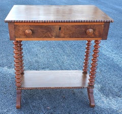 Early 20th Century Mixwood Fruitwoods Bobbin Turned Work Table