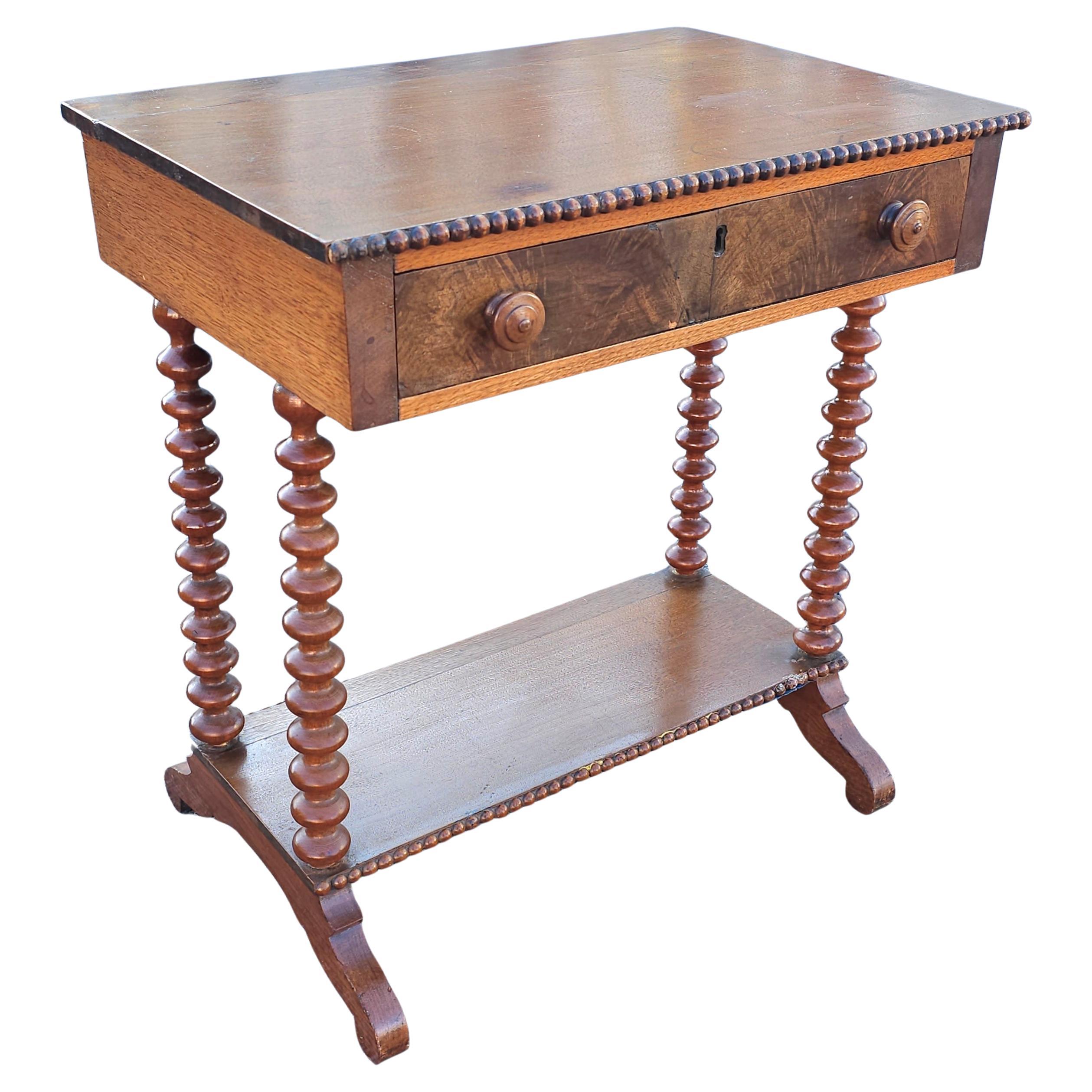 Early 20th Century Mixwood Fruitwoods Bobbin Turned Work Table
