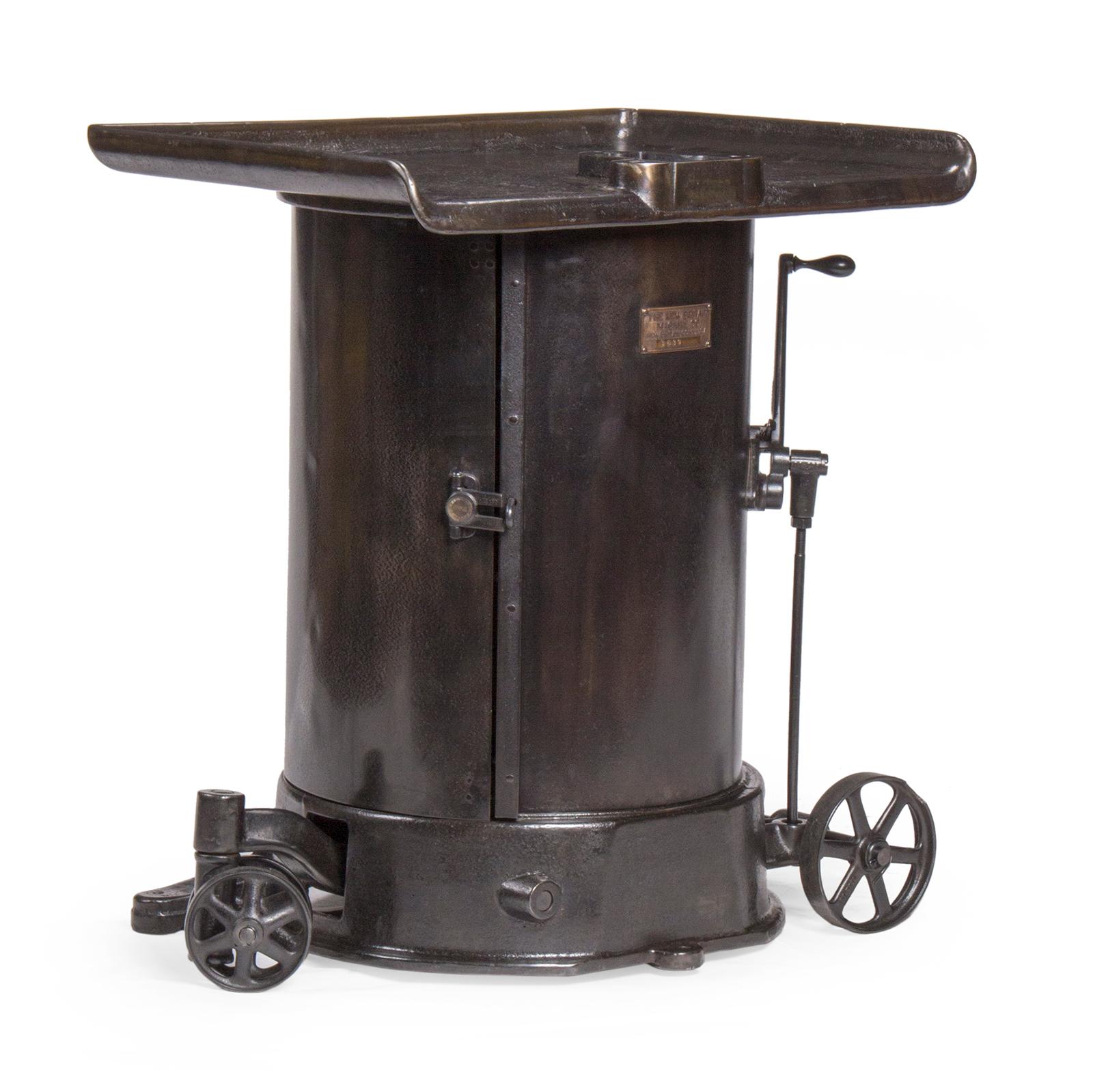 Industrial Early 20th Century Mobile Vice Stand and Cabinet by New Britain Machine Co