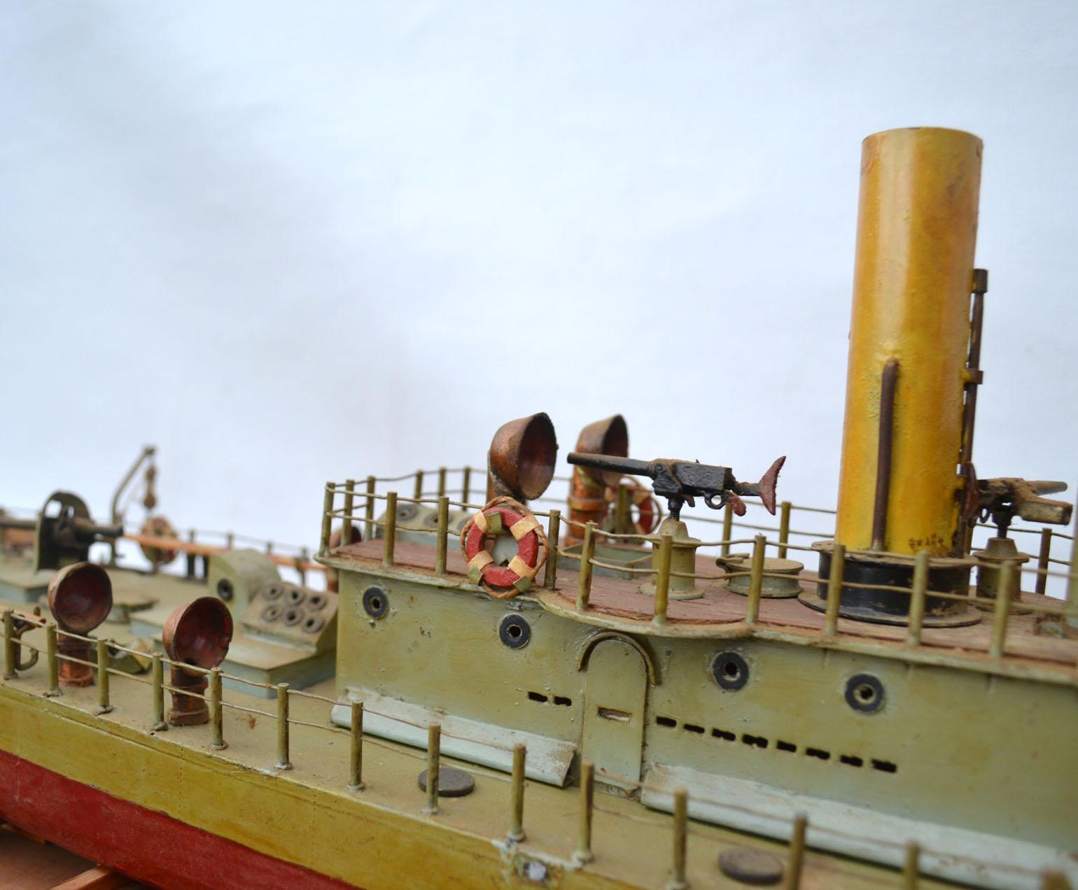 Early 20th Century Model of Torpedo Boat 'Donau Monitor' Handcrafted Sculpture 2