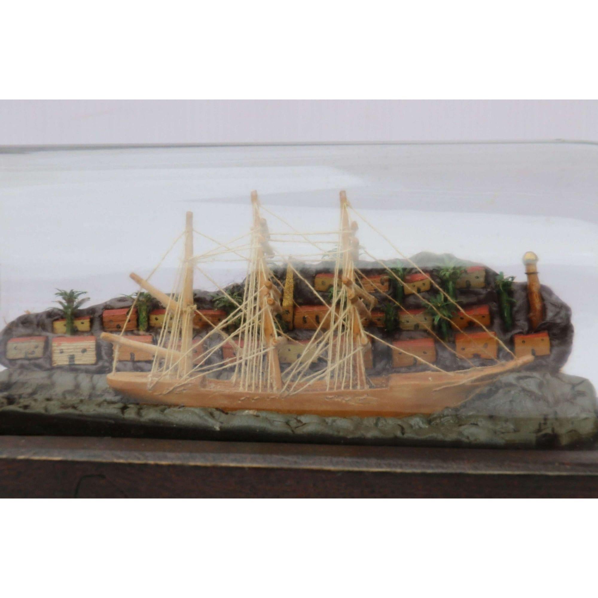 Early 20th Century Model Ship Diorama Within a Bottle, circa 1920 For Sale 1