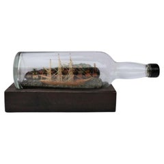 Early 20th Century Model Ship Diorama Within a Bottle, circa 1920