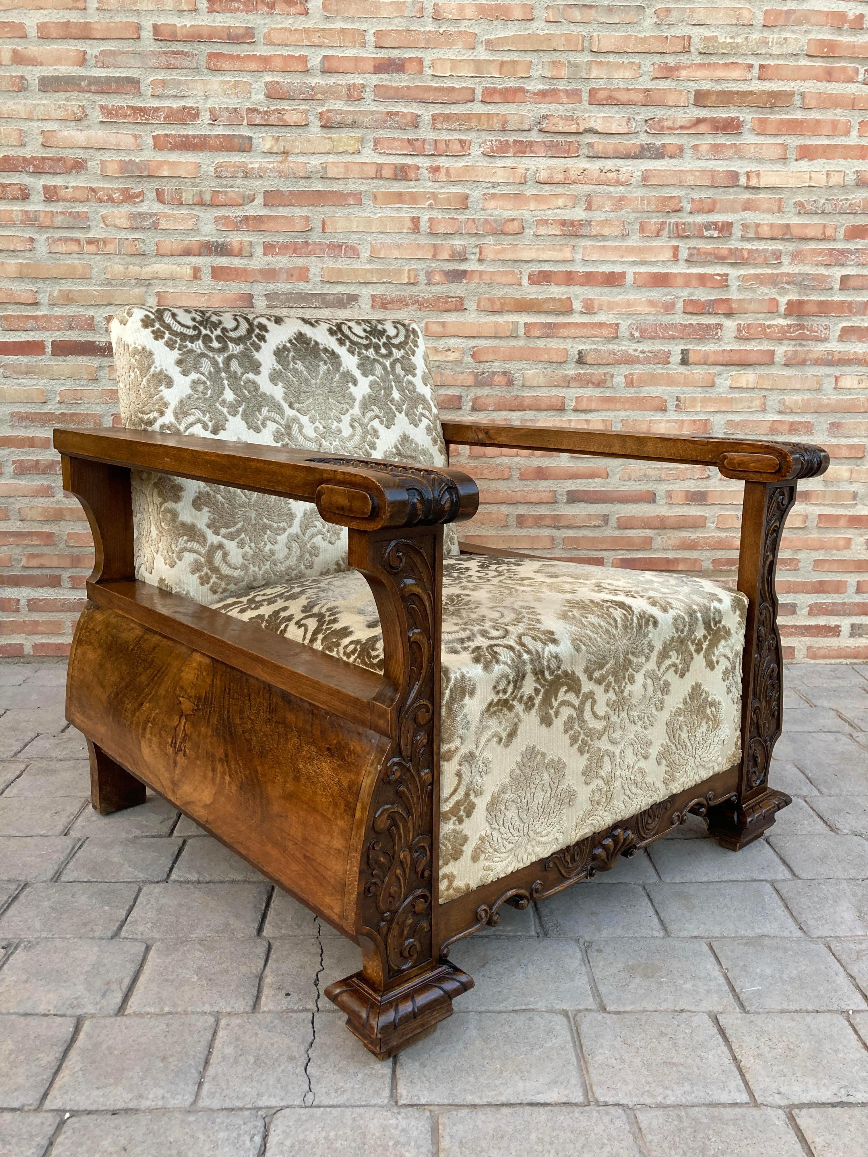 French Early 20th Century Modernist Oak Armchairs, 1920s, Set of 2 For Sale